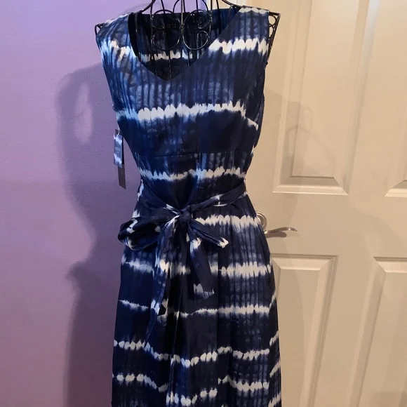 Lafayette 148 New York Dresses | Lafayette 148, Brand New, Blue & White Silk Belted Dress, Size 4 | Color: Blue/White | Size: 4 | Hausoftorregano's